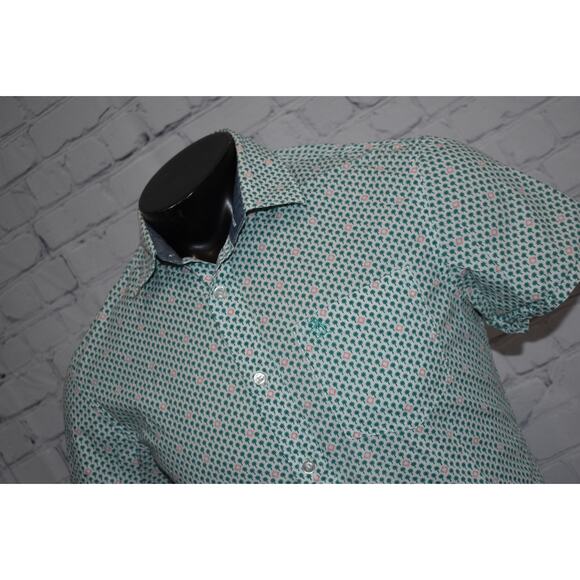 Penguin Munsingwear Dress Shirt Mens Size Medium Slim Tropical Tree Hawaiian - Picture 1 of 7
